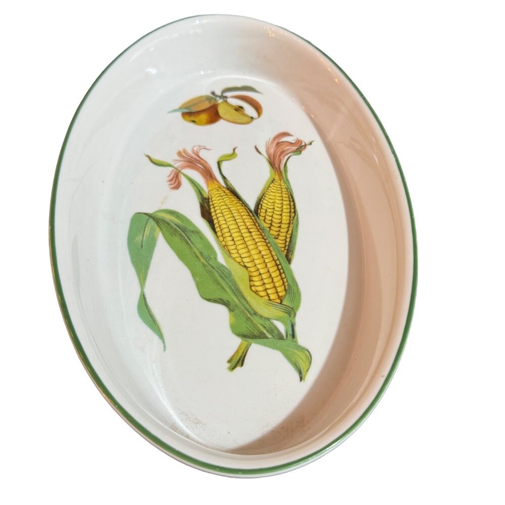Royal Worcester Evesham Vale Oval Serving Dish With Corn & Fruit Design